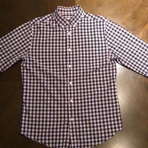 Merona Pink and Navy Plaid Button Up